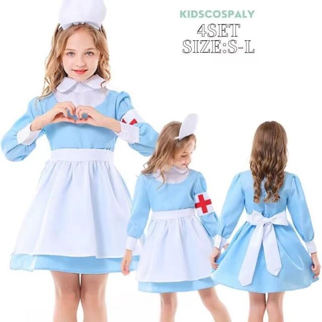 ハロウィン コスプレ キッズ ナース 看護婦 キッズ 仮装 子供 女の子 小さいサイズ 110 120 130 子ども 仮装 衣装 可愛い 子ども 子供服 女の子 お姫様 ガール キッズドレス 子ども