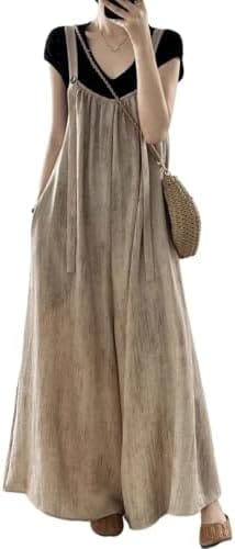 [Patypeety] オールインワン サロペット ワイドパンツ レディース スカート 楽ちん 体型カバー ボトムス 春夏 綿麻混 マタニティ スカーチョ きれいめ 重ね着 リラックス 着痩せ 大きい