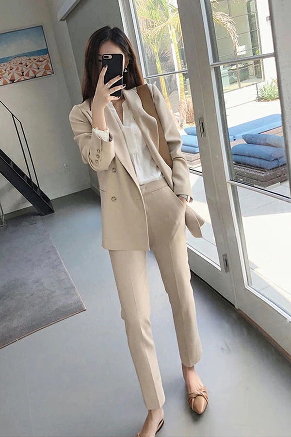 秋冬　レティース　スーツセット　ジャケット　パンツ　ワイドパンツ 2点セット　パンツスーツ　着痩せ 大きいサイズ オシャレ 長袖 大人かわいい おしゃれ 上品 フォーマル　オフィスレディー　OL 結婚