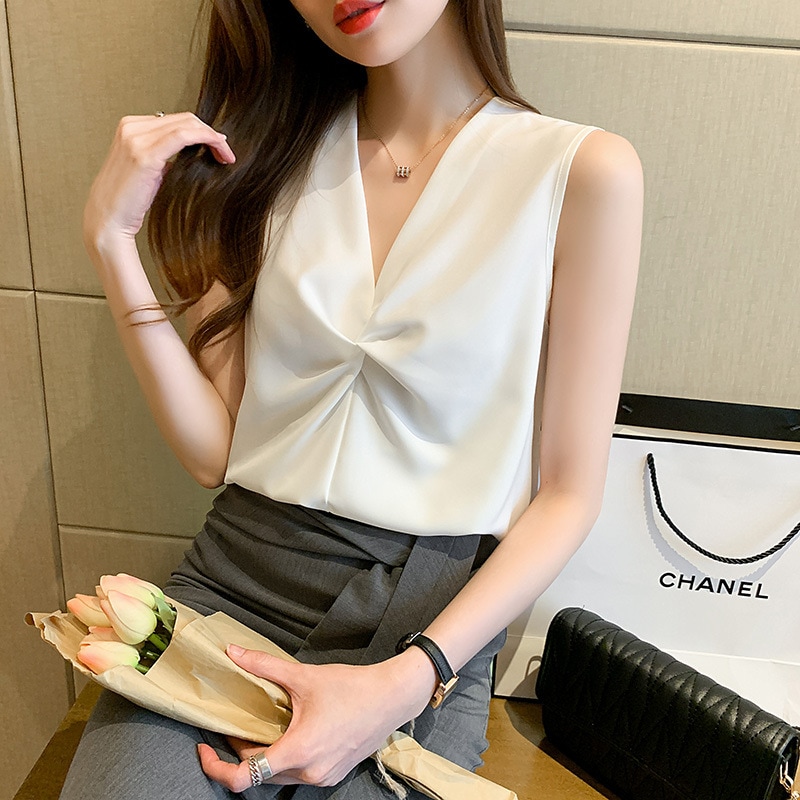 ノースリーブブラウス 夏 オフィス トップス