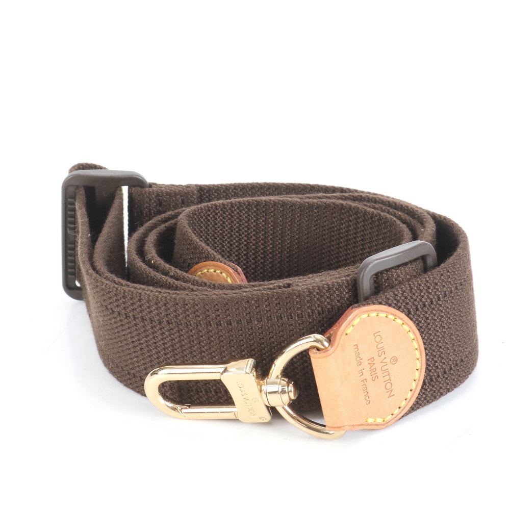 極美品 斜め掛け 肩掛け バッグ ヌメ革 ブラウン 茶色 ゴールド 金具 レザー×キャンバス ショルダーストラップ メンズ RRE CQ39-6 中古