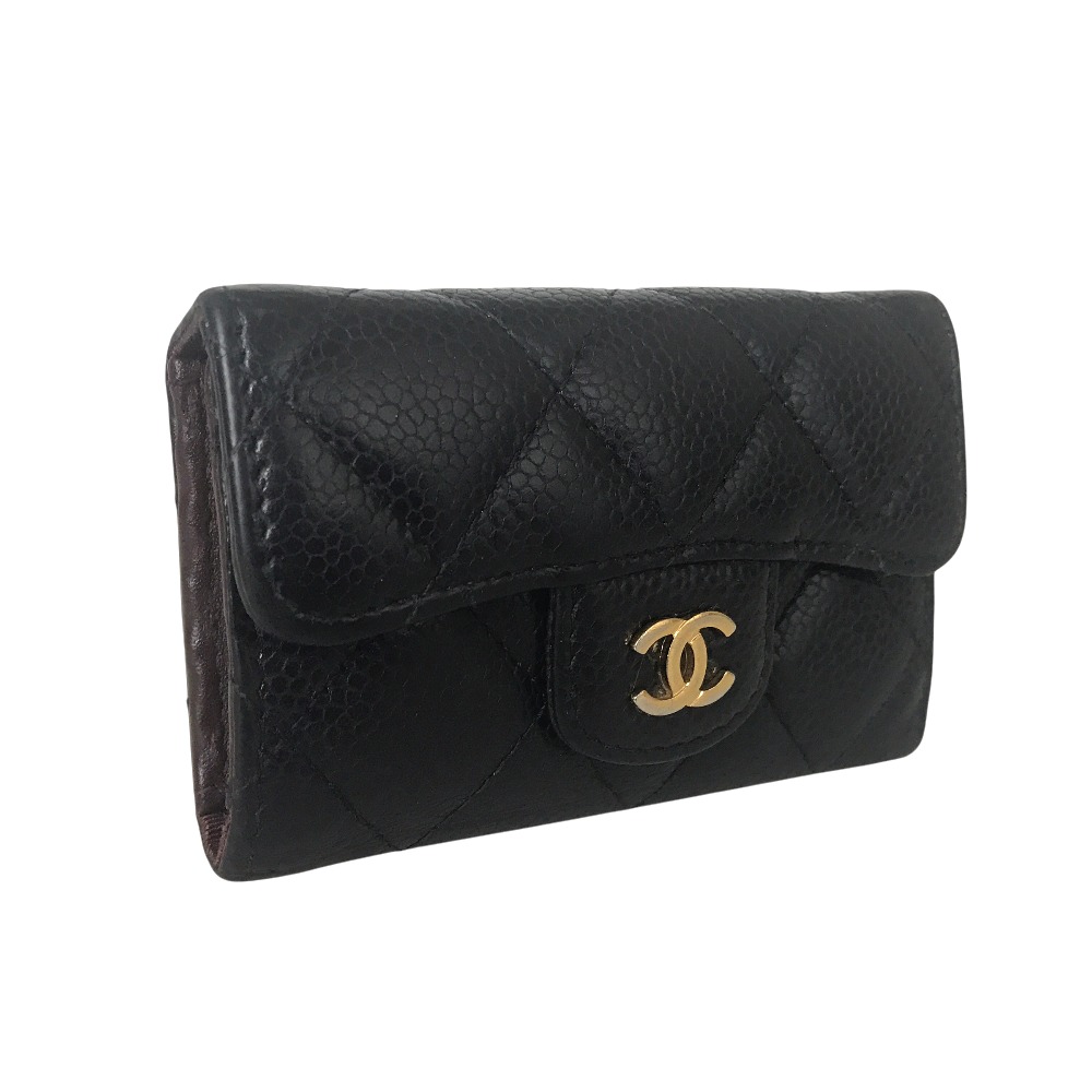 マトラッセ ココマーク キーケース マットキャビアスキン ブラック レディース黒 中古