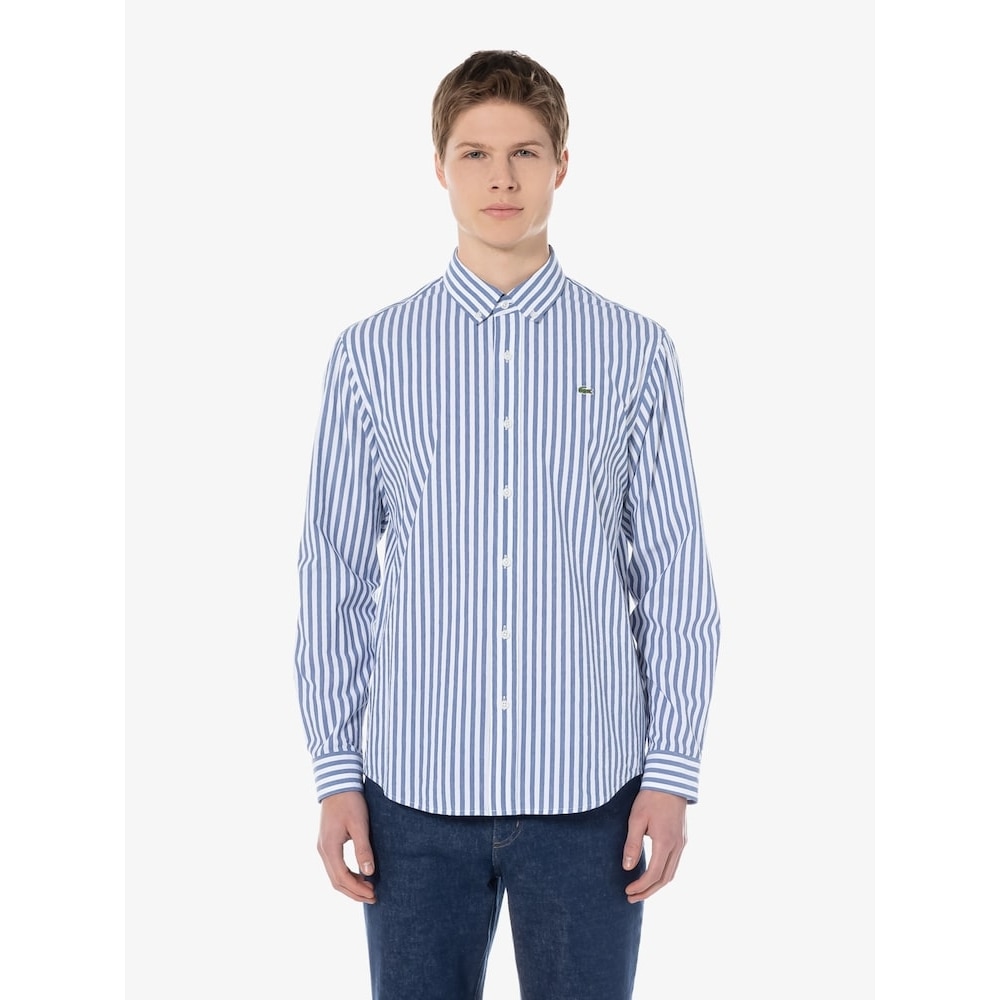 ラコステメンズストライプレクチャーコットンシャツ CH539E-54G 166 Q2NCH539E-54G166