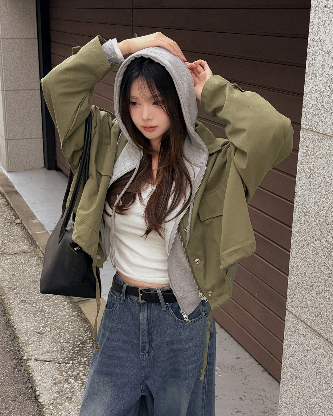 ユーズクロップ野上ジャンパー韓国ファッション レディース