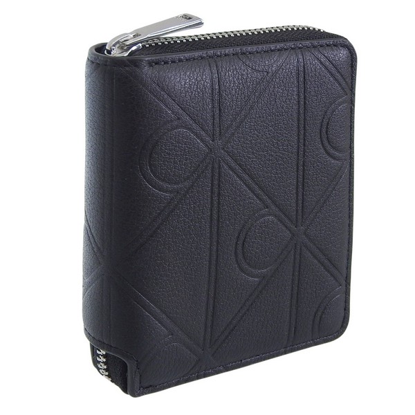 カルバンクライン 財布 レディース 二つ折り財布 アウトレット レザー ブラック XL EMBLEM AOP EMBOSS ZIP BILFOLD 4D1176G-001 CALVIN KLEIN