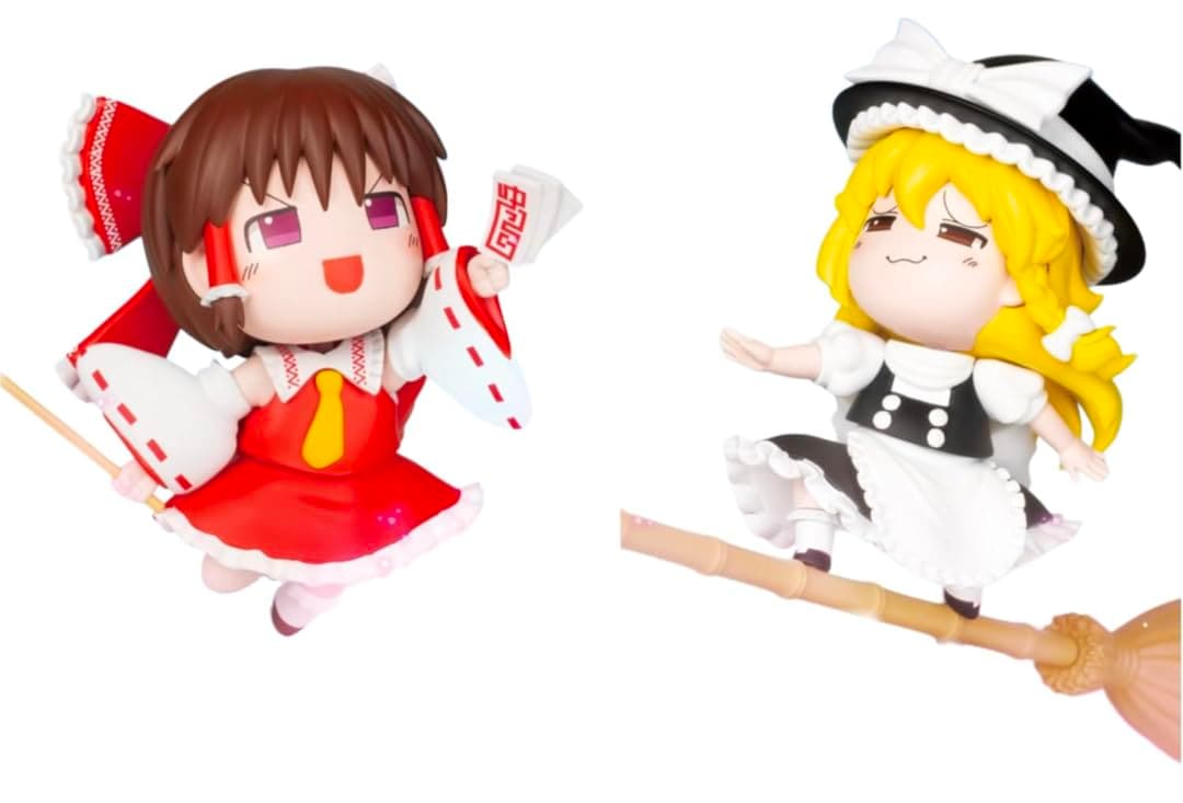 博麗霊夢＆霧雨魔理沙 フィギュア ゆっくり風デフォルメフィギュア 2種セット 公式 約17cm