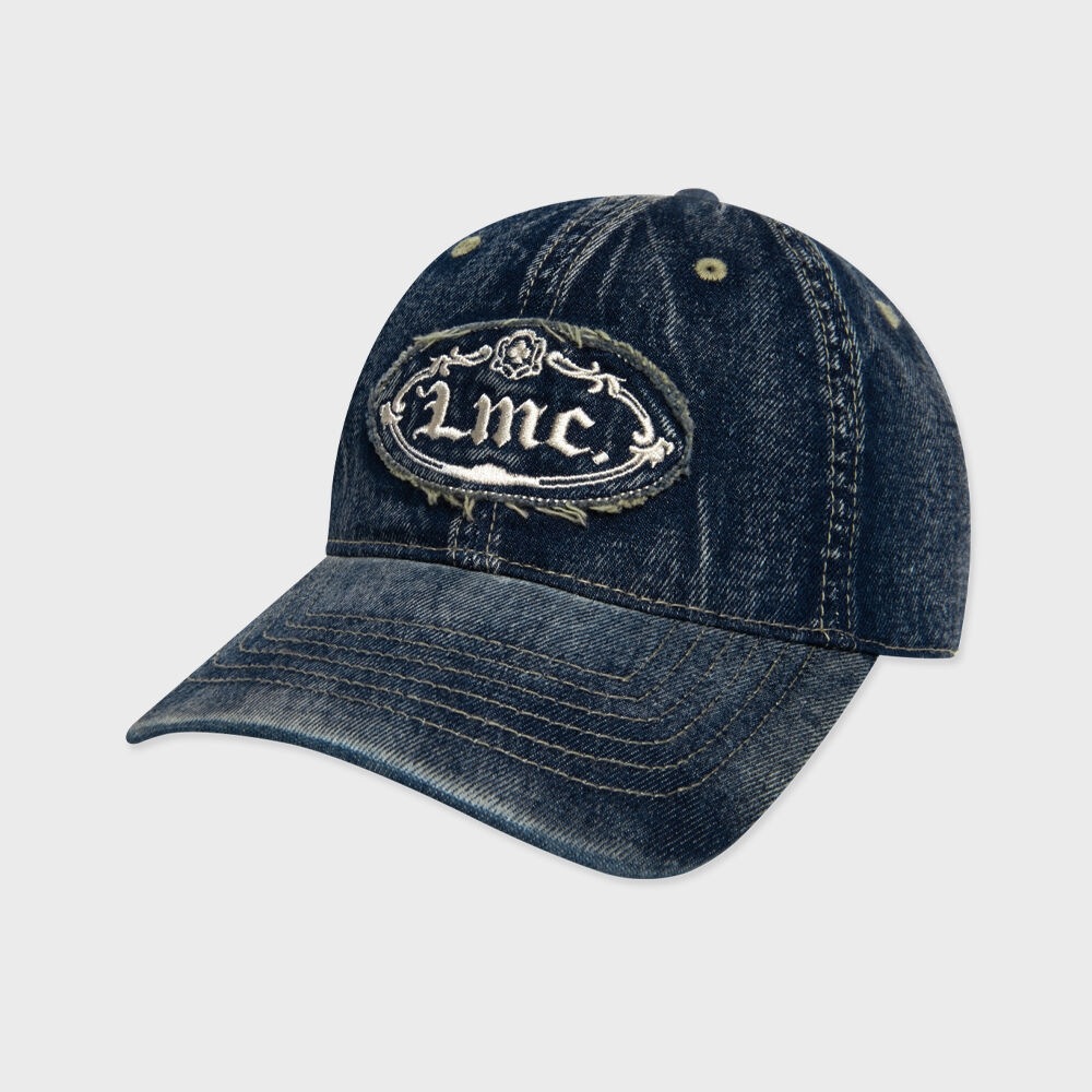 LMC デュランドデニムゴシックオーバル 6パネルキャップダークティール
