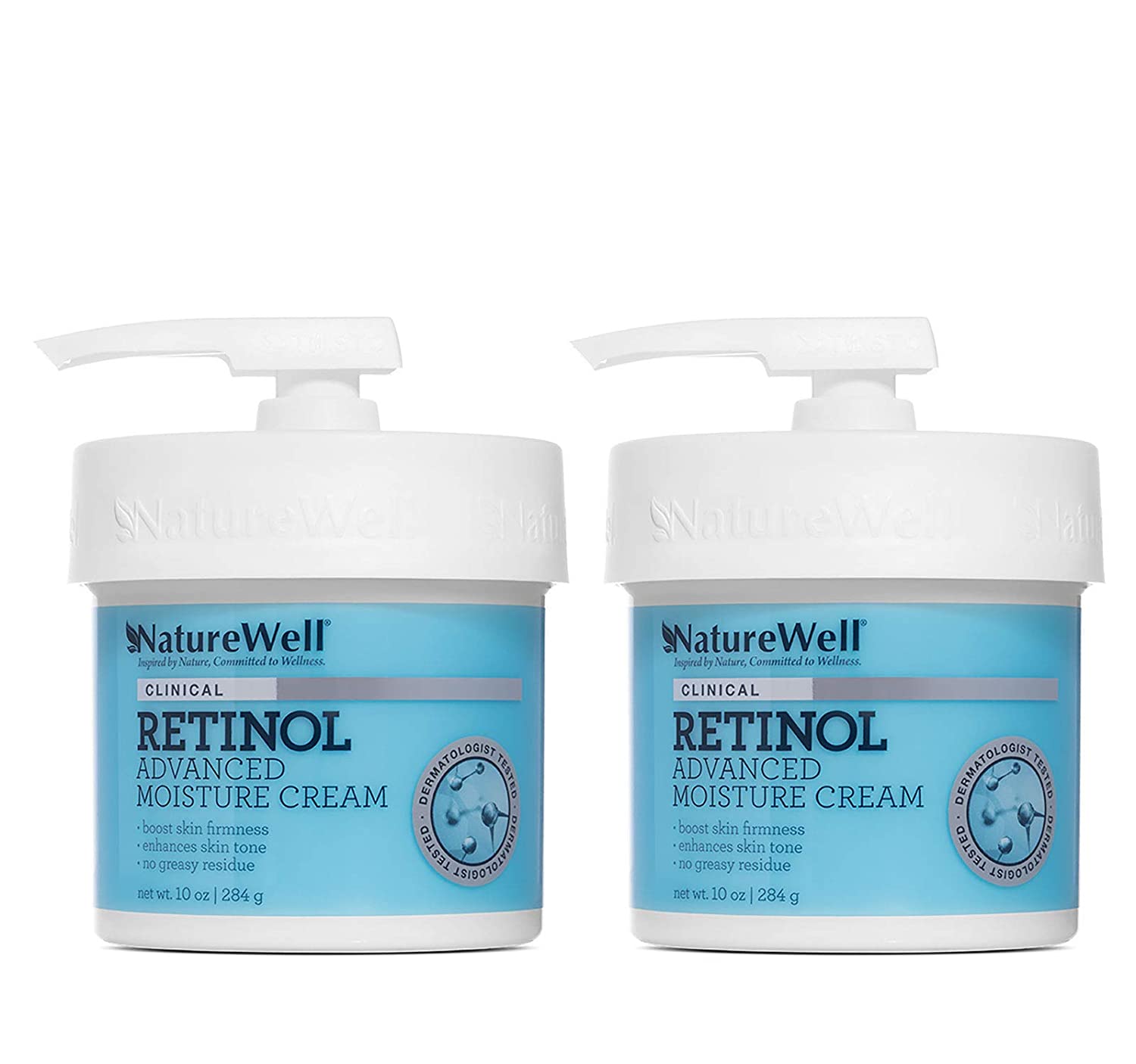 NATURE WELL CLINICAL RETINOL フェイスボディハンドのための高度な水分クリーム肌のハリを高め肌のトーンを高め脂っこくないポンプ付き2パック（各10オンス）