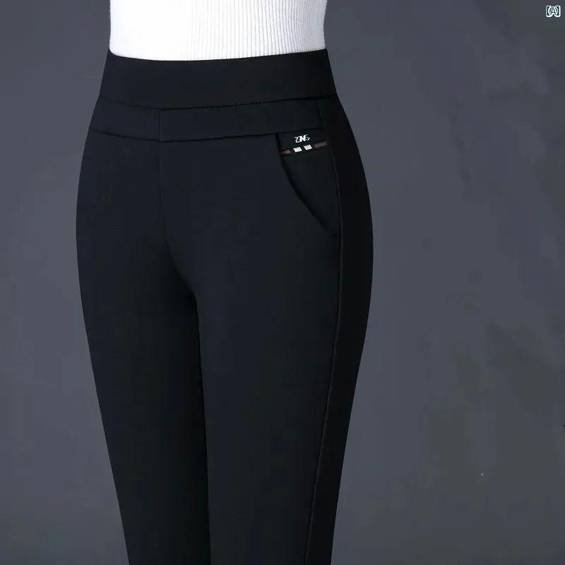 レディースファッション　かわいい　オシャレ　海外 伸縮性 ハイウエスト ストライプパンツ