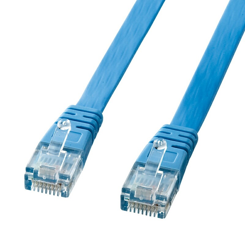 （まとめ買い）UTPエンハンスドカテゴリ5より線フラットケーブル 10m ライトブルー LA-FL5-10LBK [x3]