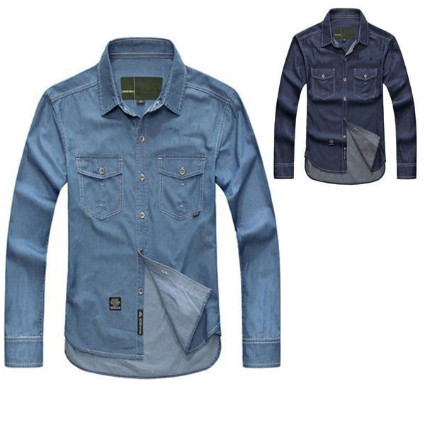 デニムシャツ メンズ ミリタリーシャツ 長袖シャツ 紳士 デニムシャツ 秋