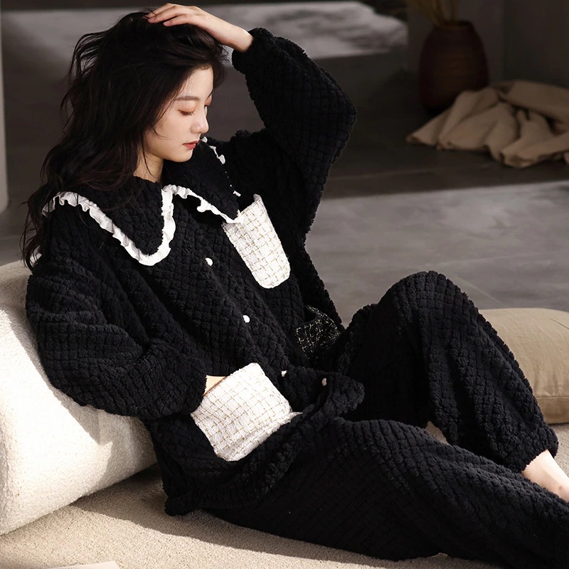 パジャマ レディース新型２点セットルームウェアフリース裏起毛寝間着部屋着30%制限