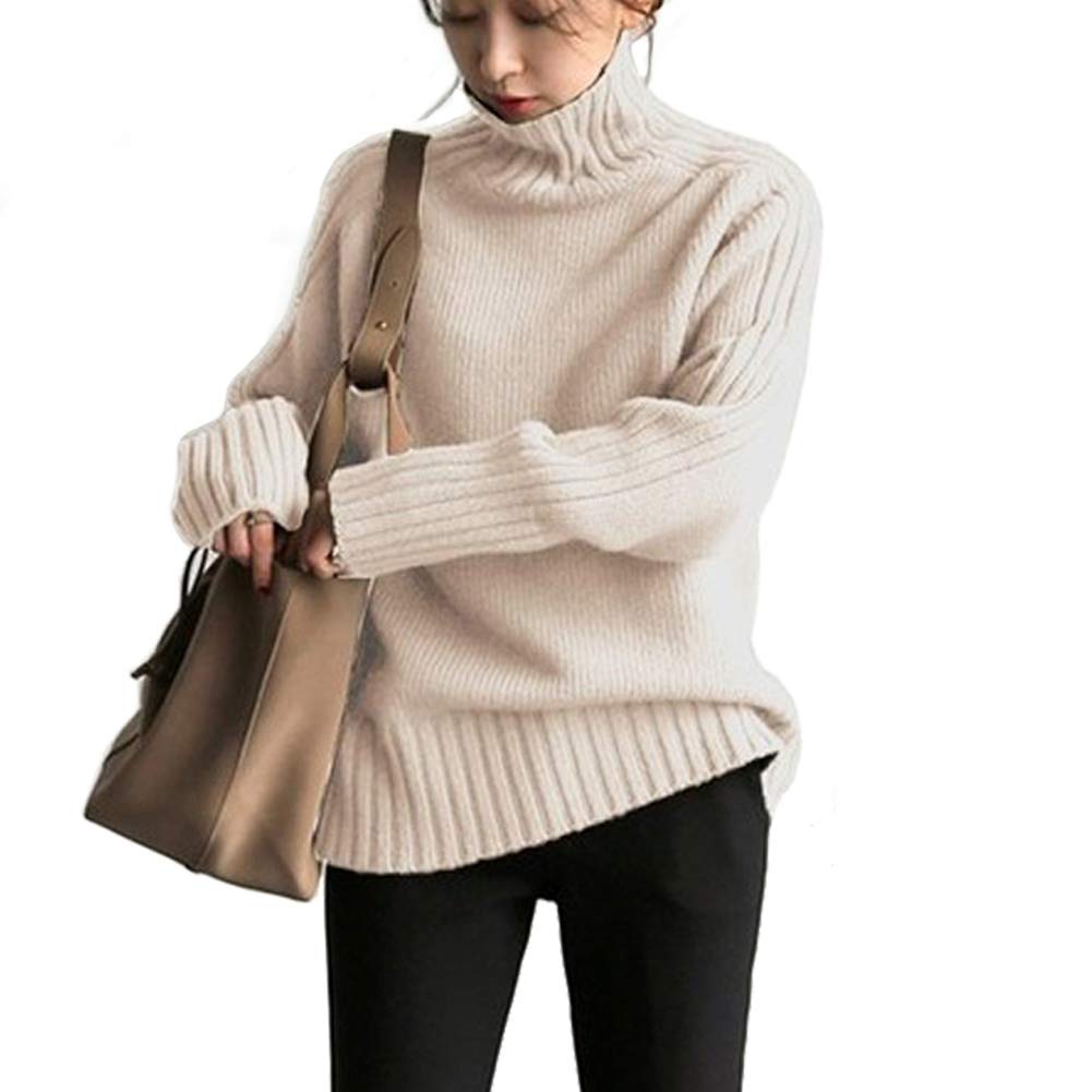タートルネック ニット レディース トップス ハイネック リブ セーター プルオーバー おしゃれ 可愛い 秋冬 無地