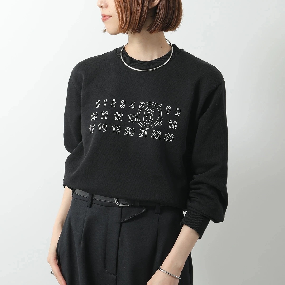 MM6 エムエムシックス メゾンマルジェラ スウェットシャツ S52GU0248 M25025 トレーナー コットン ナンバリングロゴ クルーネック 長袖 900