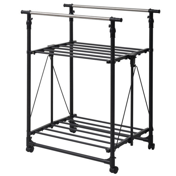 B.Bファニシング ONLR-0065BLK ワンタッチ収納洗濯物干しラック ワイド ブラック メーカー直送