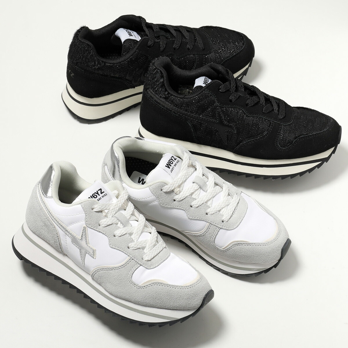 W6YZ ウィズ スニーカー JET-W ジェット 2018635.05 2018635.15 レディース ローカット 厚底 スウェード×ナイロン メタリック シューズ 靴 カラー2色