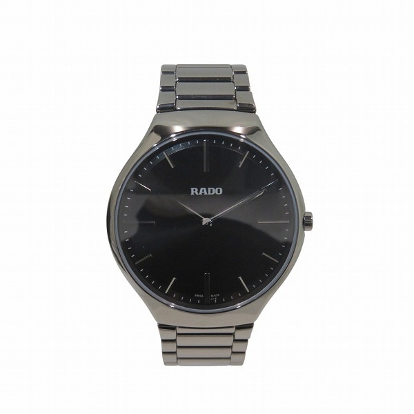 ラドー トゥルー シンライン R279551522 クォーツ ブラック 腕時計 メンズ 【中古】