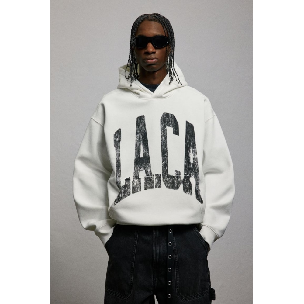 H&M プリントフーディールーズフィットホワイト/LA.CA 8,078円