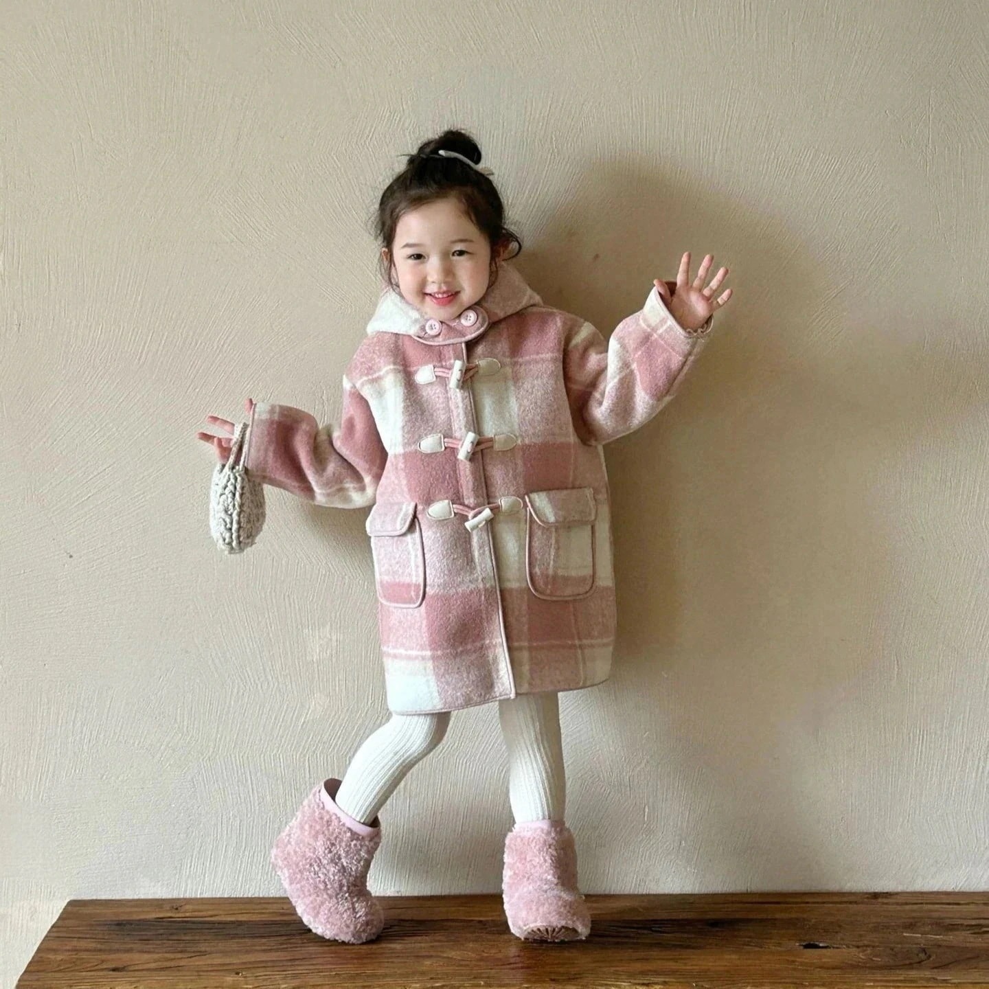 の新作 韓国子供服 25新作子供服の韓国版子供子供ツイード中わたコート女性赤ちゃん服化粧ポーチ-大容量
