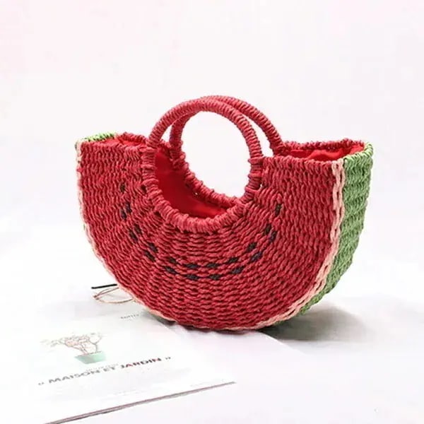 3日で出荷かごバッグ 巾着 ハンドバッグ カゴバック レディース 軽い かわいい スイカ おしゃれ ナチュラル ハンドメイド リゾート ビーチ ママ ママバッグ 日常 軽量