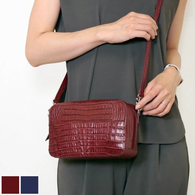 カイマン牛革レザーショルダーバッグ