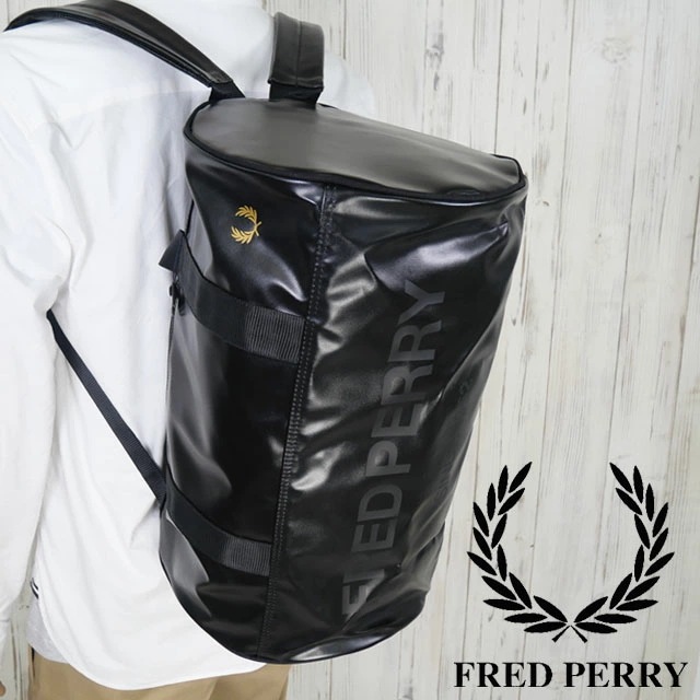 フレッドペリー ドラムバッグ メンズ トーナル バレルバックパック 27L ボストンバッグ リュック 2WAY 鞄 手持ち BAG バック カジュアル L8255 774 ブラック/ゴールド