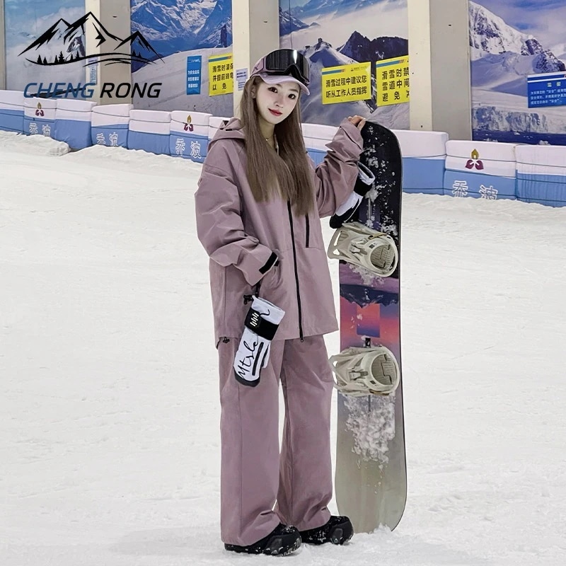 暖かアウター ユニセックス風 防風スキーウェアセット 厚手 男女兼用トレンド ツーピース 冬季新作