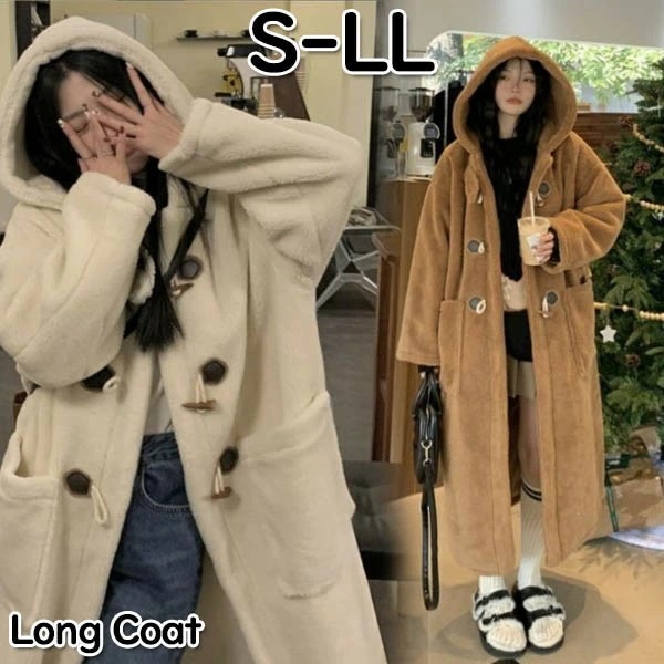 ダッフルコート 学生 ロングコート ふわふわ もこもこ フード付きアウター 暖かい エコファー 高校生 中学生 制服 おしゃれ 体型カバー 萌え萌え ボア かわいい オーバー 保温 防寒 学校 通勤