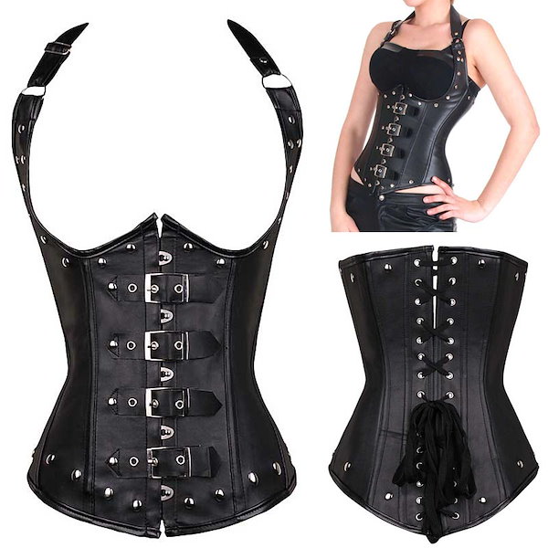 Qoo10] S_S.IL ブラックレザースーツ コルセット S M