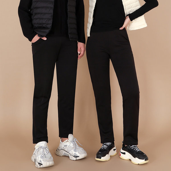 (1+1)男女共用ミンクファーバンディングスラックスビッグサイズボアパンツ