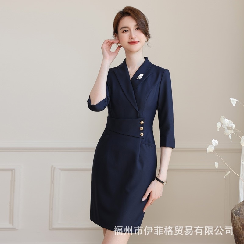 女性用プロフェッショナルスーツドレス夏新スタイルファッションスリムフィットol職場4s店舗フロント作業服