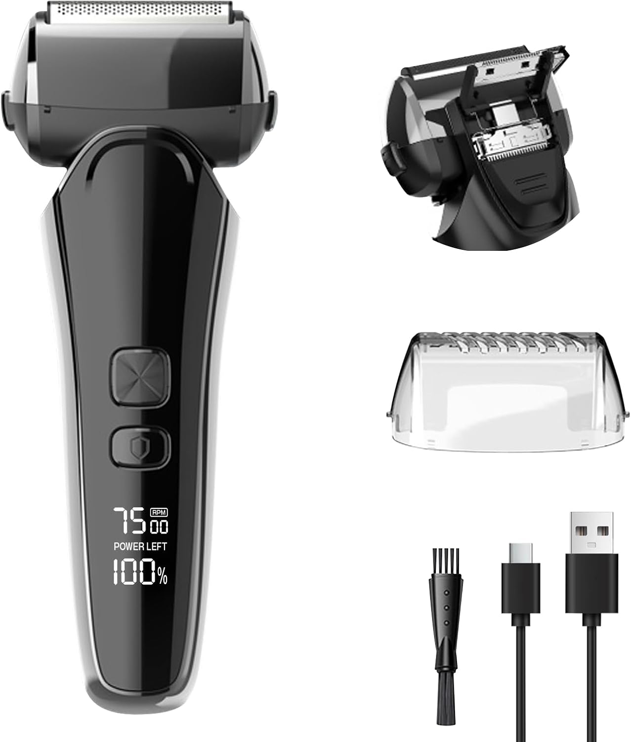 シェーバー 【2024革新型・3段階変速・深剃り】 メンズシェーバー 往復式 電気シェーバー 髭剃り ひげそり 3枚刃 お風呂剃り可 電動シェーバー 超軽量 低騒音 Type-C充電式 IPX7防水