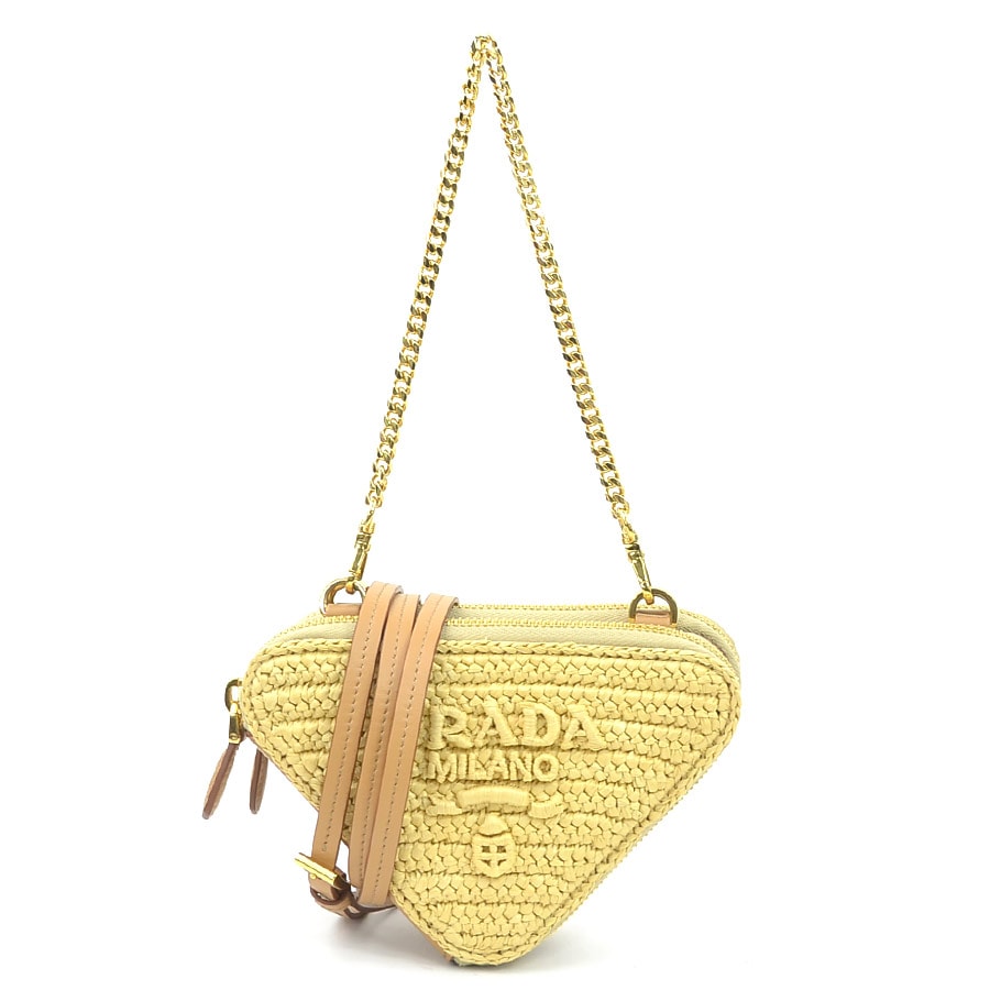 プラダ PRADA ショルダーバッグ クロシェ ミニポーチ レザー/ビスコース ベージュ レディース 1NR015 h31454a