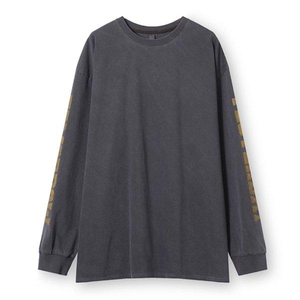 メンズオーバーフィット顔料プリント長袖Tシャツ AC-TSA-Q019-イエロー