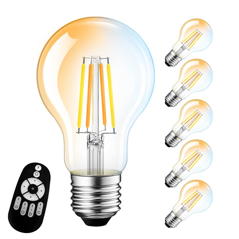 LED電球 フィラメント電球 6個入 調光 調色 60W形相当 E26口金 リモコン付き LED電球 806LM 消費電力6W クリアタイプ LEDランプ 遠隔操作 電球色 常夜灯 広配光タイプ 省エ