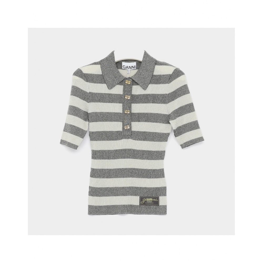 ガニー パッチロゴ ストライプ カラー レディース PKニット K2482 135