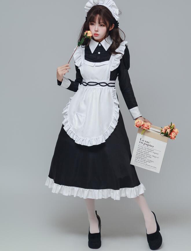 ロング丈 メイドワンピース メイド服 メイドコスチューム メイド服 コスプレ ロリータ ワンピース 可愛い メイド喫茶 cosplay エプロン ワンピ ハロウィン イベント 仮装 大きいサイズあり 5,130円