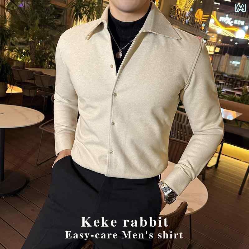 メンズ カジュアル 秋冬 ウール シャツ 厚く 暖かい 長袖 抗しわ ビジネス フェイク ツーピース ハーフ タートルネックセーター