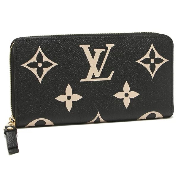 ルイヴィトン 長財布 ジッピーウォレット ラウンドファスナー ブラック ベージュ レディース LOUIS VUITTON M80481 ブラック ベージュ モノグラムアンプラント レザー 106,900円