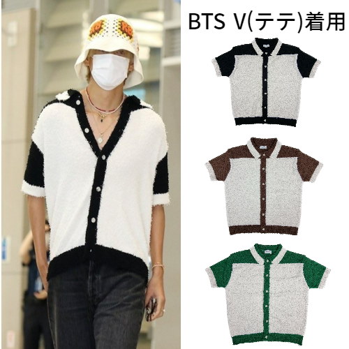 【BTS V(テテ)着用】ICHiVAN Tシャツ 半袖ボタンニット 夏用Tシャツ