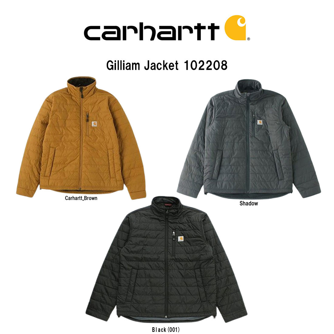 Carhartt メンズ ダウンジャケット 中綿 ギリアム アウター キルティング ナイロンジャケット 撥水 軽量 防寒 Mens Gilliam jacket 102208