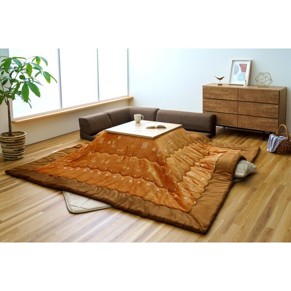 1172450200899 こたつ布団 単品 ローソファー用 大きめ ギャベ柄 撥水 オレンジ 長方形 約240×280cm メーカー直送