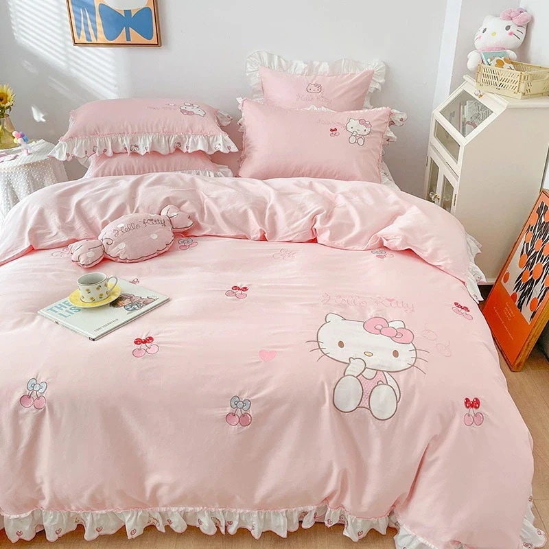 hellokitty ハローキティ 寝具 子供用 ピンク プリンセスベッド 34点セット 綿100％ コットン