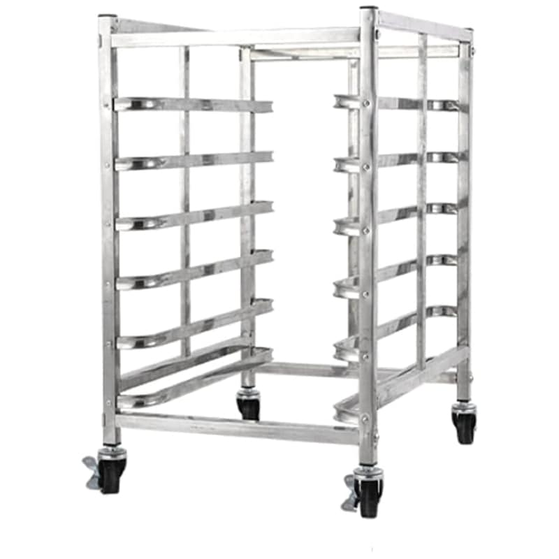 ツジキカイ BAKEY PRO 欧州天板 六取天板 トレイラック パンラック, ステンレス, 6段, 層間隔 7.5cm, 60x40cm に対応, ホテルパン に対応, キャスター付き