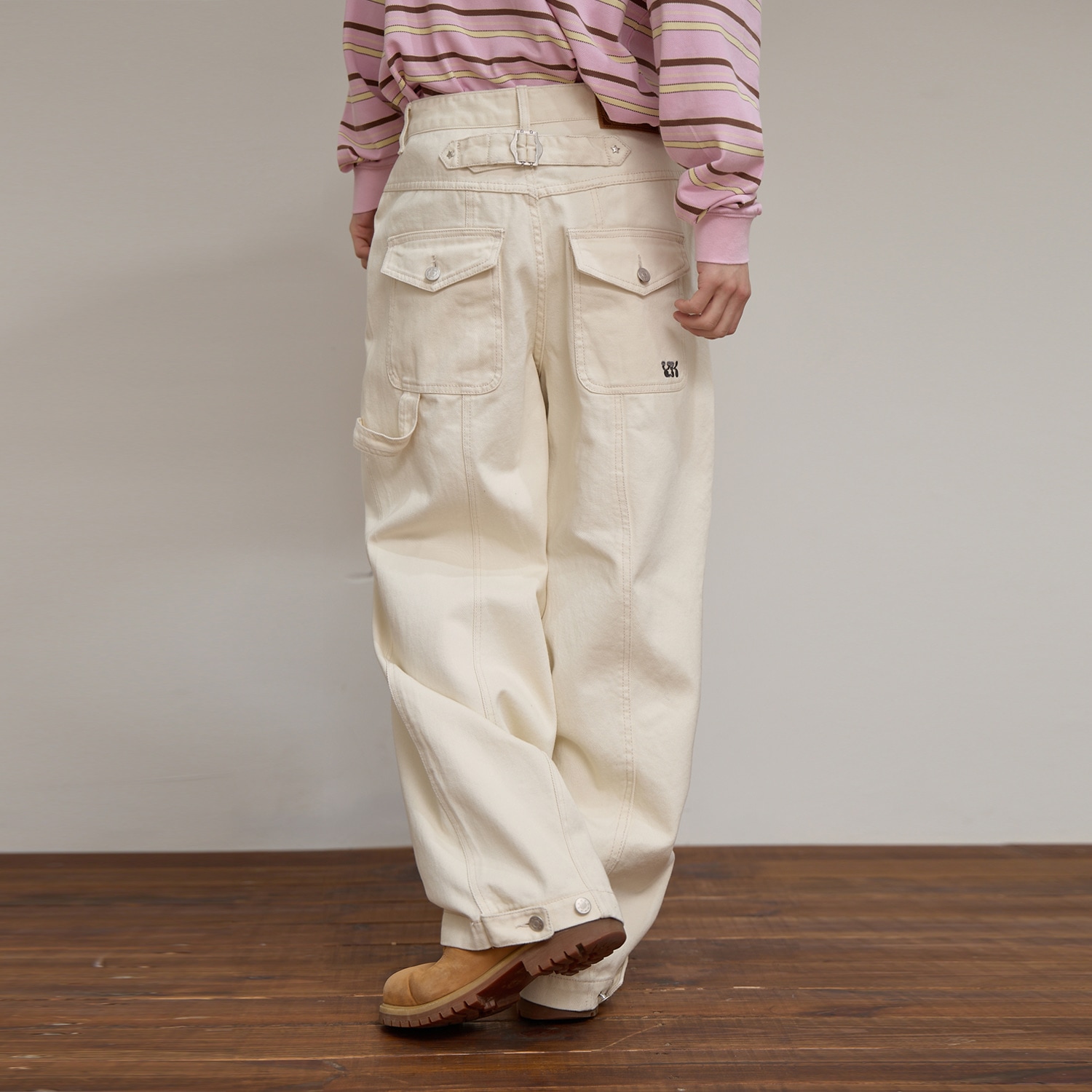 Cinch Bag Curved Cotton Pants IVORY