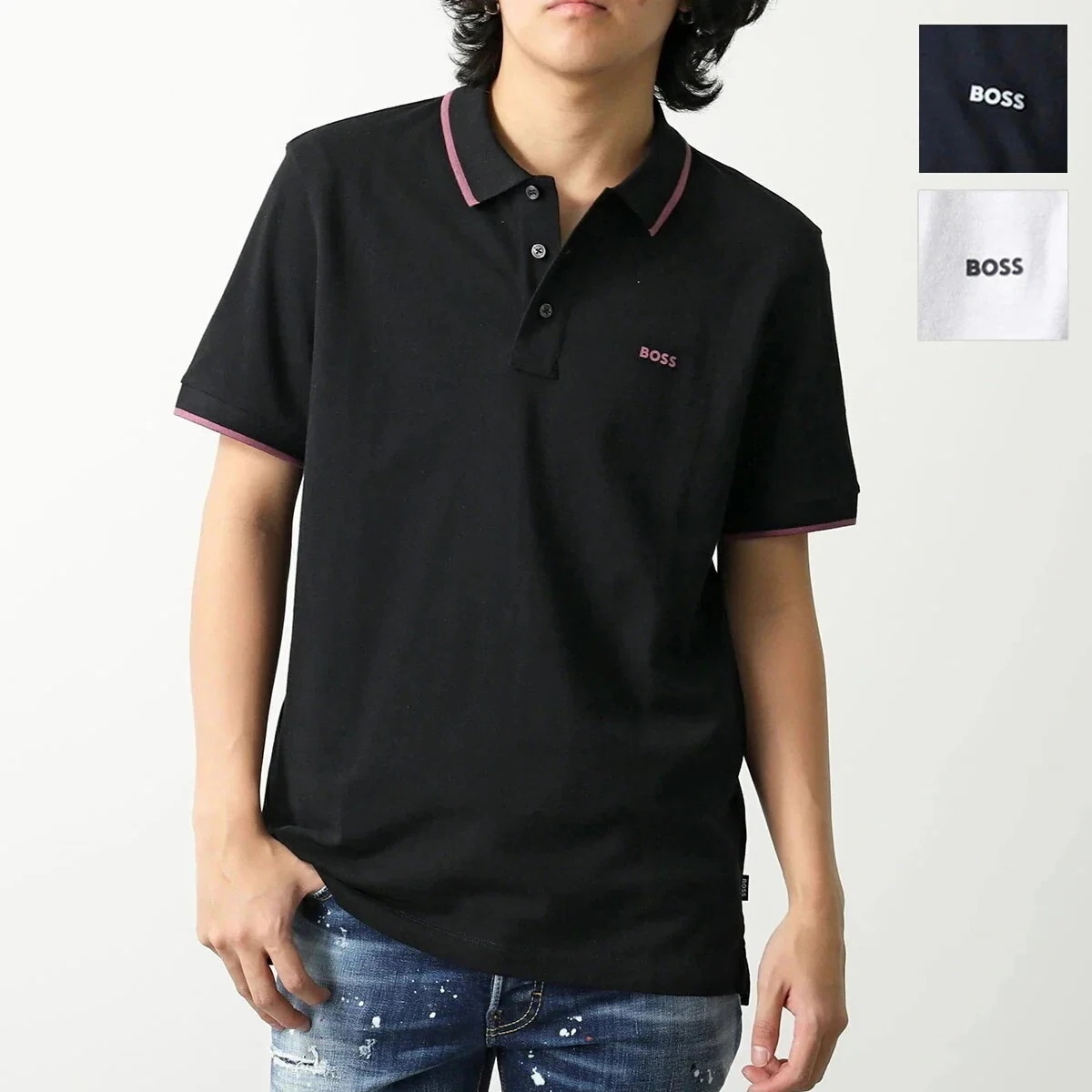 HUGO BOSS ヒューゴボス ポロシャツ 50494697 メンズ 半袖 コットン ストレッチ ロゴ カラー3色