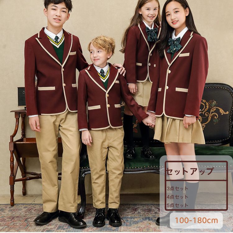 子供 スーツ フォーマル 男の子 女の子 フォーマルスーツ 3/4/5点セット タキシード 長袖 コート ベスト キッズ ジュニア 紳士服 キッズスーツ 大きいサイズ 子供服 通園 受験 七五三 入学
