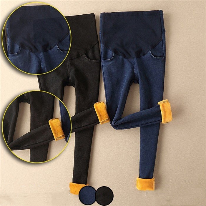 マタニティ ストレッチパンツ デニムパンツ 冬物 裏起毛 産前産後 妊娠 防寒 妊婦 ウエスト調整
