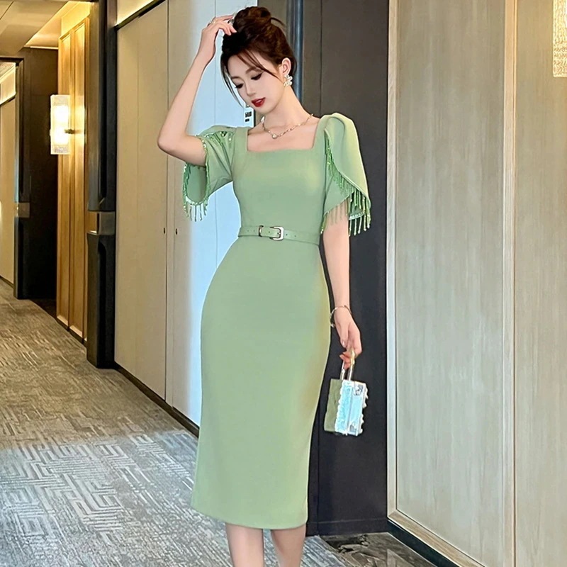 フリンジ ワンピース 夏 ドレス パーティー キャバ 着痩せ 大人 お呼ばれ 同窓会 披露宴 卒業式 結婚式 ウェディング 二次会 成人式30%までに制限