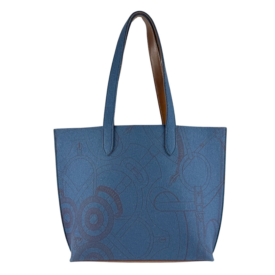 エルメス HERMES ショルダーバッグ トートバッグ カリミMM フェルト/レザー ブルー/ブラウン ユニセックス z9457